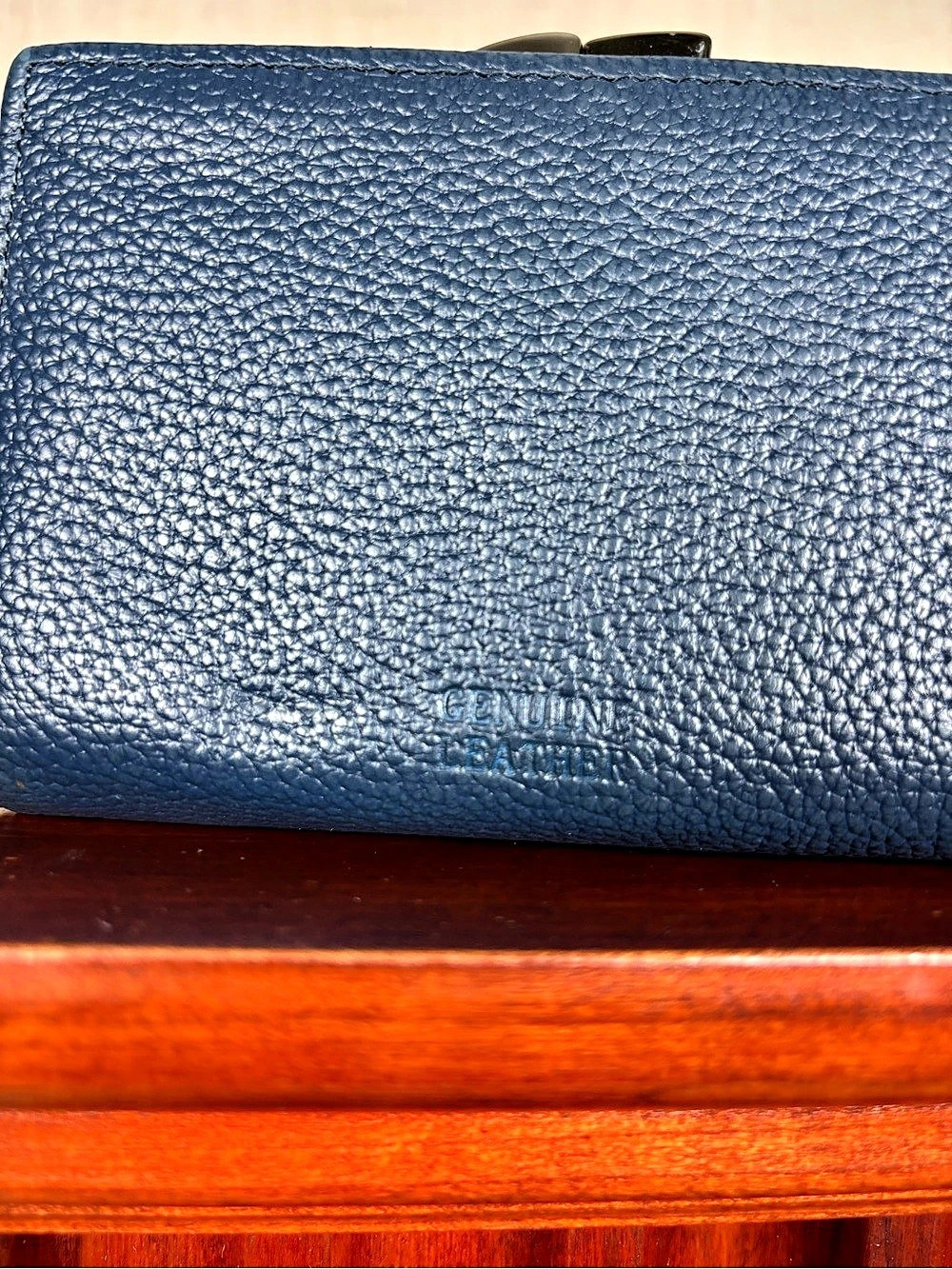 Giani Bernini Blue Pebbled Leather Wallet Snap Tab ID Window Kiss Lock Coin Purs - Picture 3 of 15